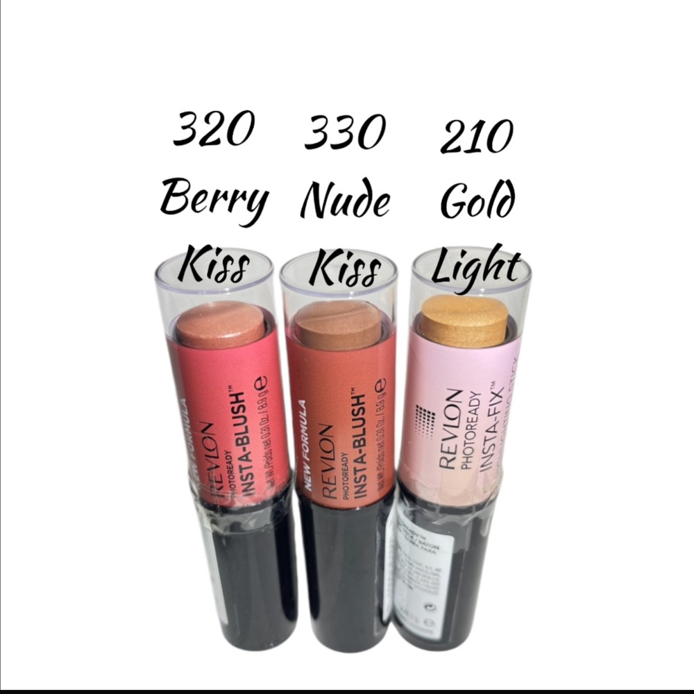Revlon Highlighting Stick Gold Light 210 Blush Berry Kiss 320 Nude Kiss 330